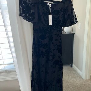 Baltic Born Black Velvet Floral Dress